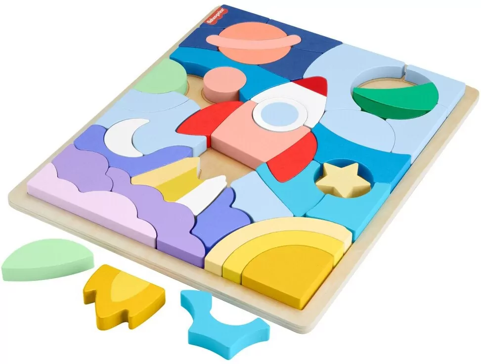 Fisher Price. Drewniane puzzle kosmos - tantis.pl