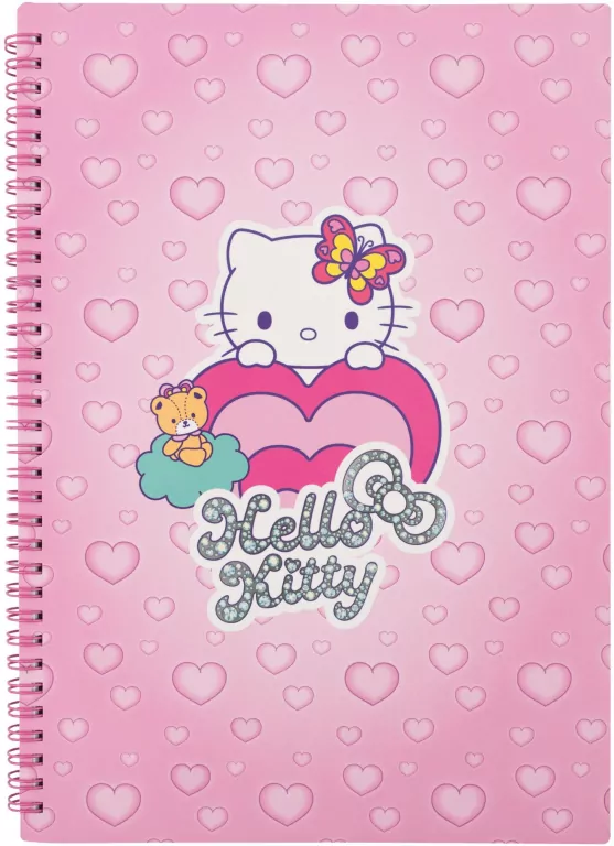 Kołobrulion A4 100k.kratka metalowa spirala Hello Kitty pink wzór 2 - tantis.pl