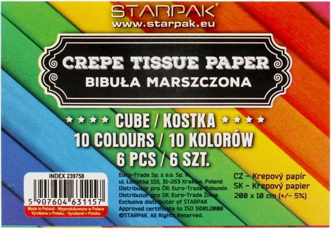 Bibuła marszczona 10x200cm 10kol (1op= STARPAK - tantis.pl