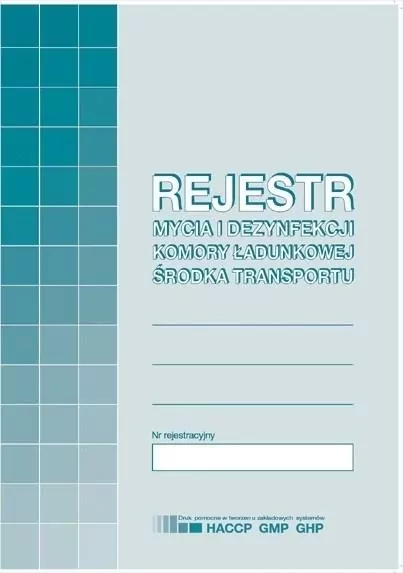 Rejestr mycia i dezynfekcji komory ładunkowej środka transportu H-91-3 - tantis.pl