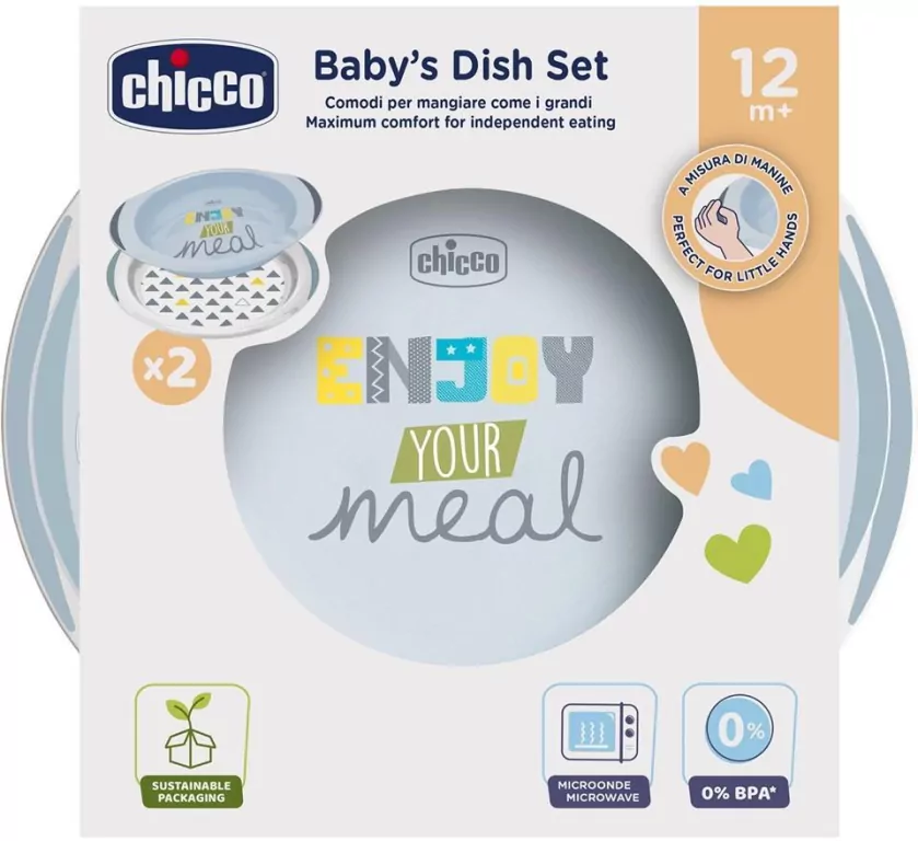 Chicco. Talerze. 2 sztuki. 12 miesięcy. Szary - tantis.pl