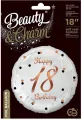 Balon foliowy Happy 18 Birthday biały 45cm - tantis.pl