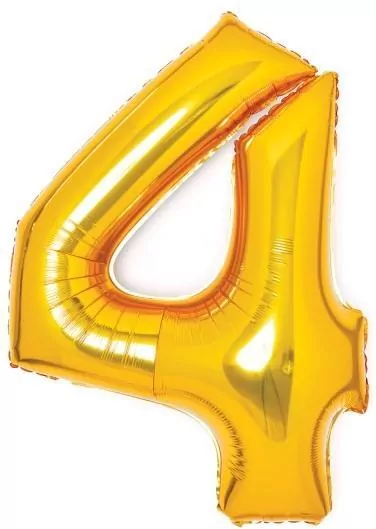 Balon foliowy cyfra 4 złota 51x66cm - tantis.pl