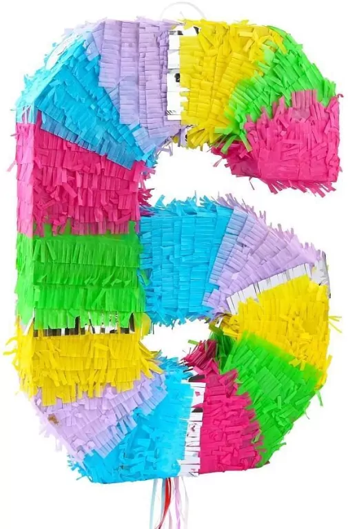 Piniata cyfra 6 pastelowa 50x35x7.5cm - tantis.pl