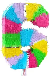 Piniata cyfra 6 pastelowa 50x35x7.5cm