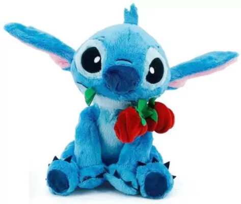 Disney maskotka pluszowa Stitch z różą 25cm