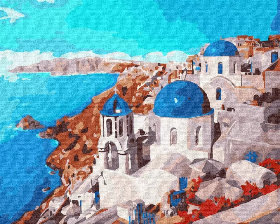 Malowanie po numerach - Krajobraz Santorini 40x50 - tantis.pl