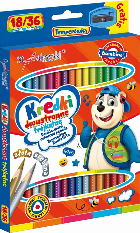 Kredki dwustronne trójkątne Bambino. 36 kolorów - tantis.pl