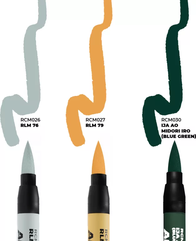AK Interactive: Real Colors Markers - RCM111 - Set - WWII Axis Aircraft Squiggle Camouflage Colors (3) - tantis.pl