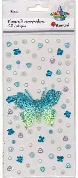 Kryształki samoprzylepne motyl 3D 75x60mm 82szt - tantis.pl