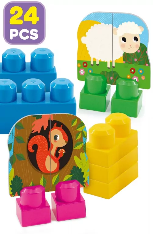 Lisciani. Carotina Baby. Klocki w plecaczku, 24 sztuki - tantis.pl