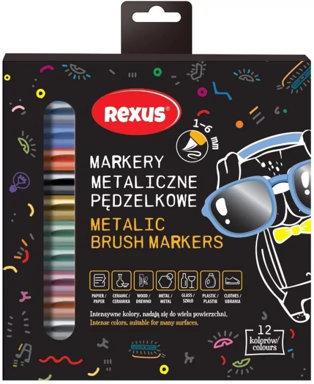 Markery pędzelkowe metaliczne 12 kolorów - tantis.pl