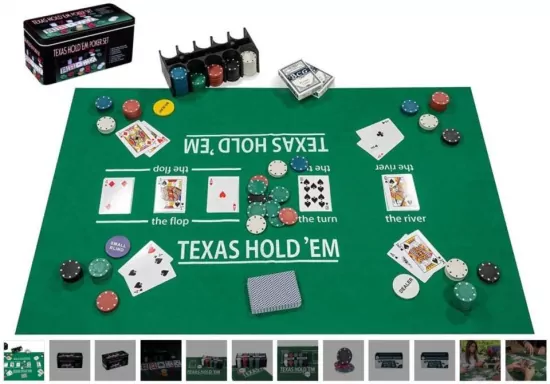 Zestaw do pokera 200 żetonów z matą i kartami