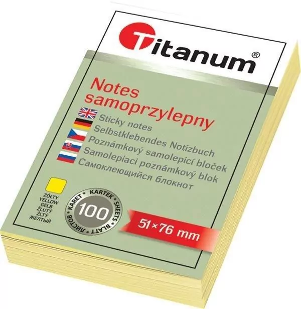 Notes samoprzylepny 51x76mm 100K, żółty - tantis.pl
