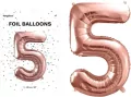 Balon foliowy cyfra 5 86cm różowe złoto - tantis.pl