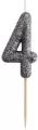 Świeczka piker 4 czarna brokatowa 11x3.5 cm - tantis.pl