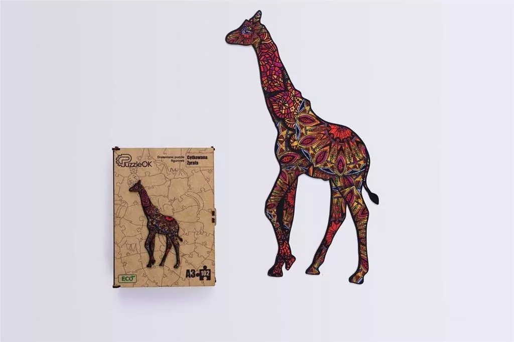 Puzzle drewniane eko 102. Cętkowana żyrafa - tantis.pl