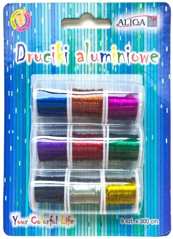 Druciki aluminiowe na szpulkach 0,3mmx3m 9szt - tantis.pl