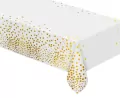 Obrus foliowy B&C złote groszki biały 137x183cm - tantis.pl