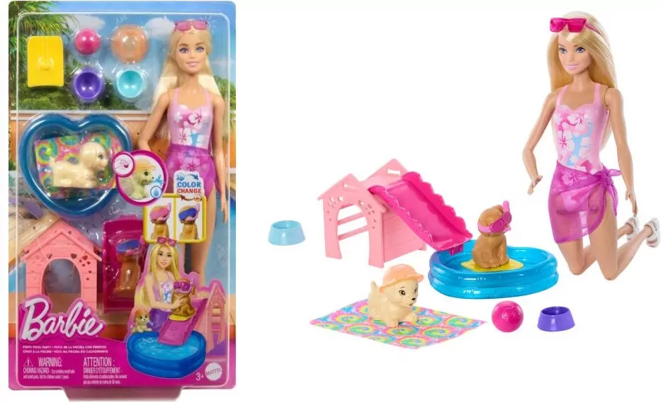 Barbie Puppy Pool Party z akcesoriami zmiana kolor - tantis.pl
