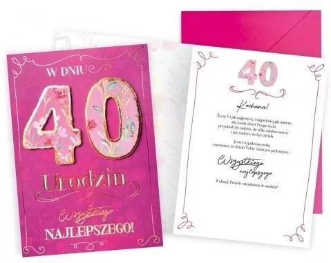 Karnet okolicznościowy. Urodziny 40. Kukartka - tantis.pl