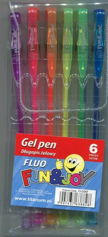 Długopisy żelowe fluo 6 kolorów - tantis.pl