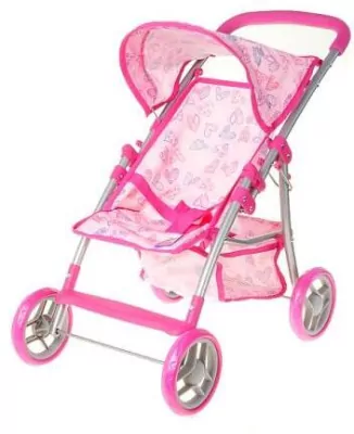 Wózek dla lalek spacerowy. Różowy serca