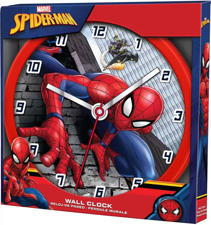 Kids Euroswan. Zegar ścienny Wall clock 25cm. Spiderman - tantis.pl