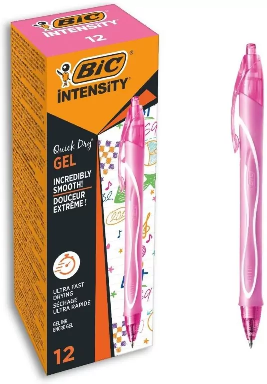 Długopis żelowy Quick Dry 0,7mm róż (12szt) BIC - tantis.pl