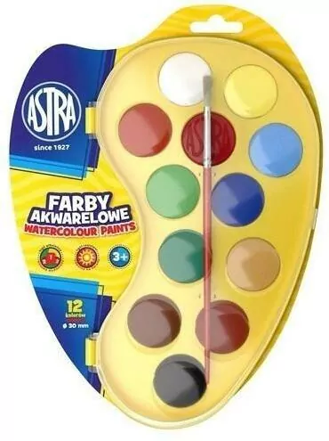 Farby Akwarelowe paletka fi30mm 12 kolorów ASTRA - tantis.pl