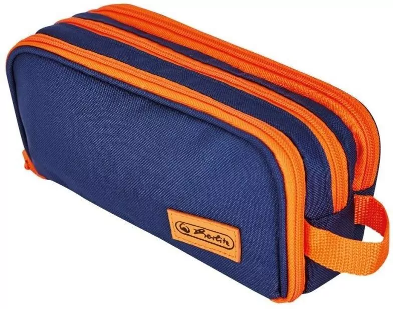 Piórnik kosmetyczka potrójny. Blue/orange - tantis.pl