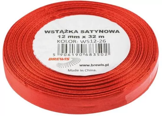 Wstążka satynowa czerwona 12mmx32m