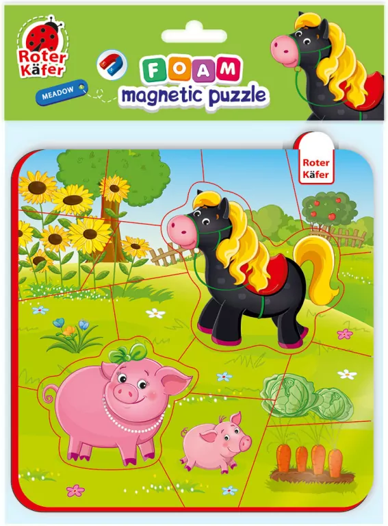 Piankowe puzzle magnetyczne. Koń i świnki - tantis.pl