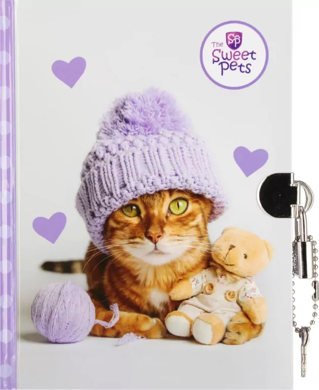 Pamiętnik z zakładką i kłódką. The sweet pets, Kot - tantis.pl