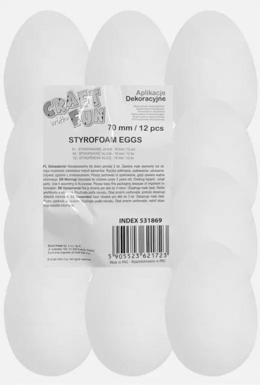 Jajka styropianowe 7cm, 12 sztuk - tantis.pl