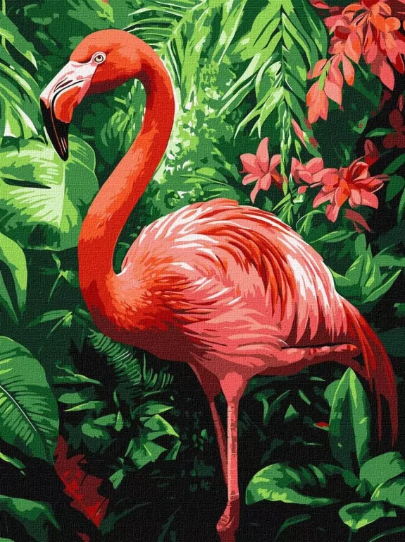 Malowanie po numerach - Flamingi w tropikach - tantis.pl