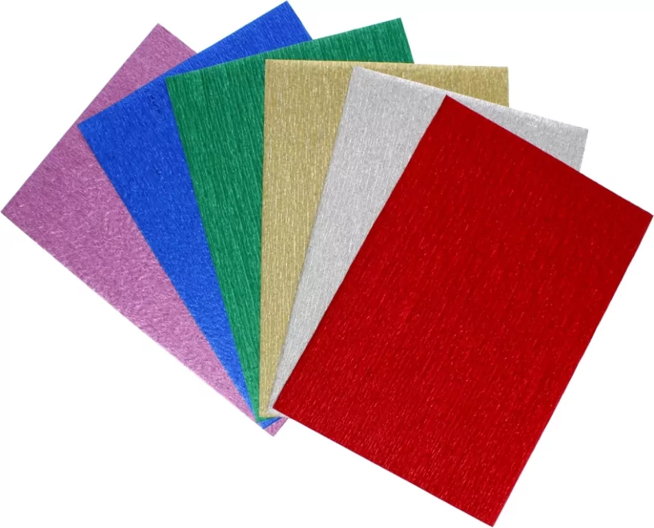 Papier metalizowany krepowany 6 kolorów C5 - tantis.pl