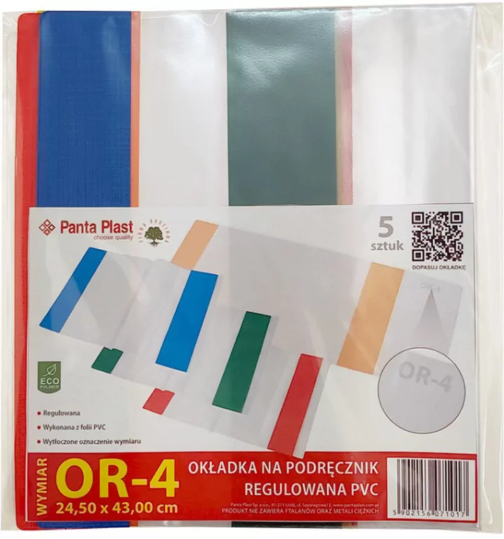 Okładki regulowane na podręczniki OR-4 24,5x43cm 5 sztuk - tantis.pl