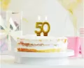 Świeczka cyferka 50 Beauty&Charm metalik złota 8cm - tantis.pl