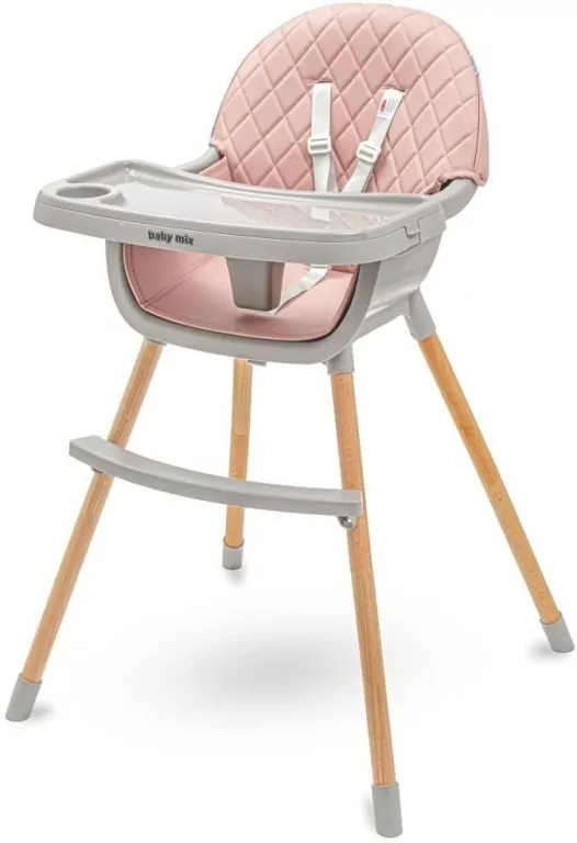 Krzesełko do karmienia Freja wooden dusty pink - tantis.pl