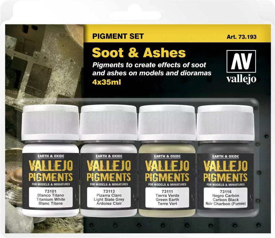 Vallejo: 73.193 - Pigment Set -Soot & Ashes (4x35 ml) - tantis.pl
