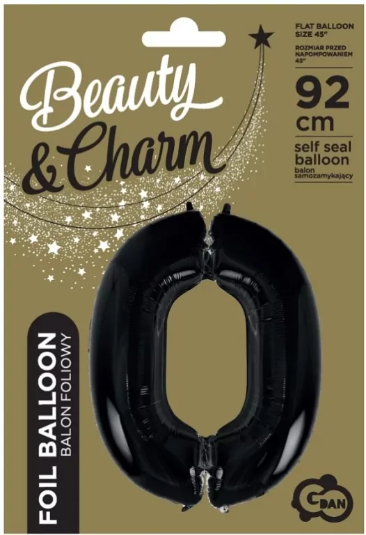 Balon foliowy B&C cyfra 0 czarna 92cm - tantis.pl
