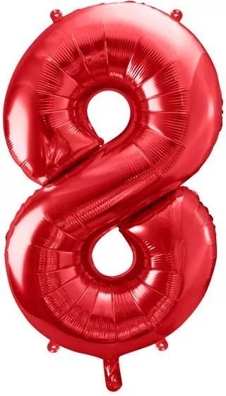 Balon foliowy cyfra 8 86cm czerwony - tantis.pl