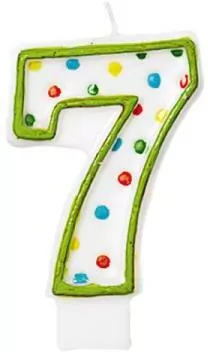 Świeczka cyferka 7 kropki 7,6cm - tantis.pl