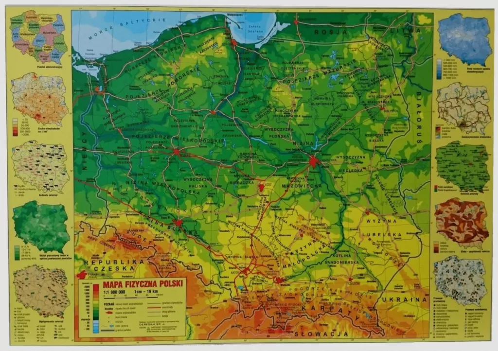 Podkład na biurko. Mapa fizyczna Polski - tantis.pl