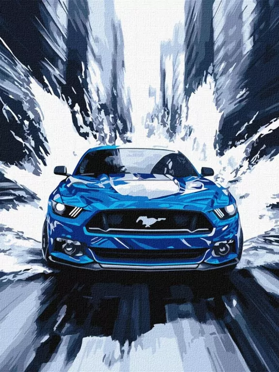 Malowanie po numerach - Niebieski mustang 30x40cm - tantis.pl