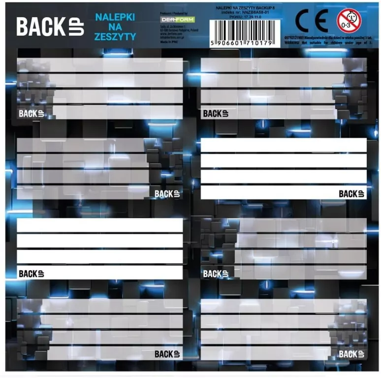 Nalepki na zeszyty Backup 8 a 58  DERFORM - tantis.pl