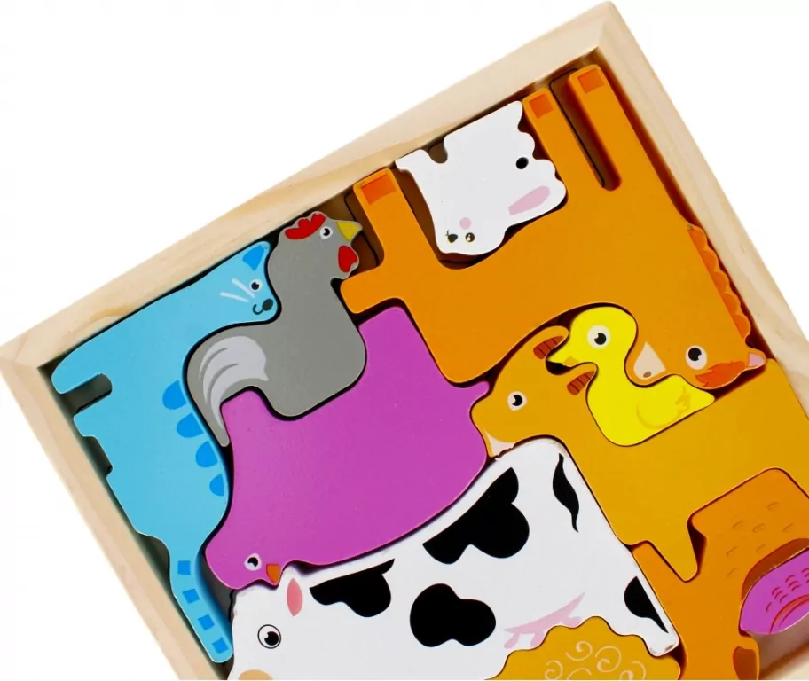 Układanka drewniana zwierzęta 12 elementów - tantis.pl