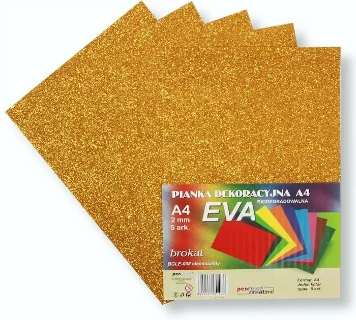 Pianka brokatowa A4 Eva ziemnozłota biodegrad. 5sz - tantis.pl