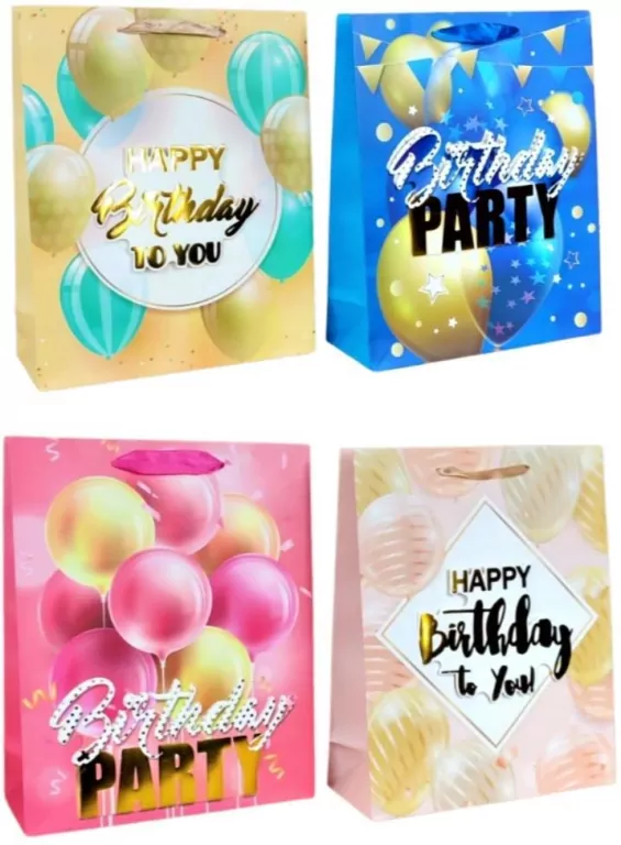 Torebka prezentowa S Birthday 3D brokat - tantis.pl